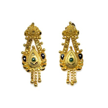 Peacock-Inspired Dangler Pair of Earrings Gold Tone with Pear Motif, Wings & Premium Finish Jewellery