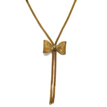 Cuban Link Lariat Style Wire Mesh with Bow Snake Chain Flexi Yellow Plated Necklace – Flexible Fashion Jewelry