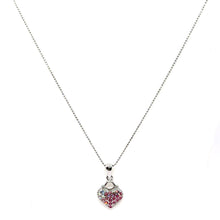 Pink Heart Pendant Beaded Chain Necklace with Rhinestone Charm – Cute and Stylish Fashion Jewelry