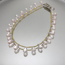 Rose Quartz Natural Briolette Facet Cut Drop Beads Gemstone Bracelet