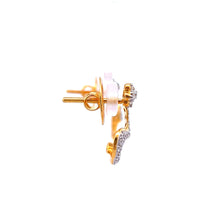 18K Yellow White Gold Pendant Earring Set With Natural Diamond & Blue Sapphire Jewelry