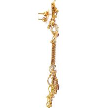 18K Yellow White Gold Pendant Earring Set with Natural Diamond & Rhodolite Jewellery
