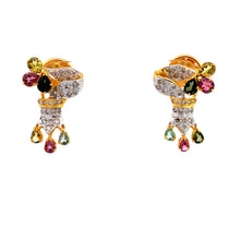 18K Two Tone Gold Pendant Earring Set with Natural Diamond & Multi Sapphire Jewellery