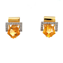 18K Two Tone Gold Pendant Earring Set with Natural Diamond & Citrine Jewellery