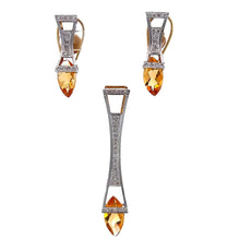 18K Gold Pendant Earring Set with Natural Diamond & Fancy Citrine Birthstone Jewelry - JEWELNJOY
