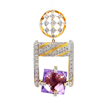 18K Two Tone Gold Pendant Earring Set with Natural Diamond & Amethyst Jewellery