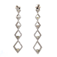 18K White Gold Shoulder Duster Earrings With Natural Diamond & Peridot Gemstone Semiprecious Ear Danglers