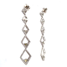 18K White Gold Shoulder Duster Earrings With Natural Diamond & Peridot Gemstone Semiprecious Ear Danglers