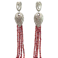 18K White Gold Shoulder Duster Earring With Natural Diamond & Rhodolite Gemstone Jewellery