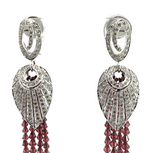 18K White Gold Shoulder Duster Earring With Natural Diamond & Rhodolite Gemstone