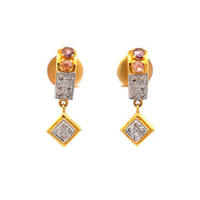 18K Two Tone Gold Pendant Earring Set with Natural Diamond & Tourmaline Jewellery