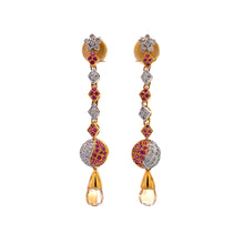 18K Two Tone Gold Pendant Earring Set with Natural Diamond, Ruby & Citrine Jewellery