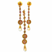 18K Two Tone Gold Pendant Earring Set with Natural Diamond, Ruby & Citrine Jewellery
