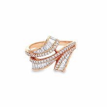 18K Rose Gold Ring Natural Diamond Channel Set Ribbon Anillo