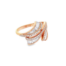 18K Rose Gold Ring Natural Diamond Channel Set Ribbon Anillo