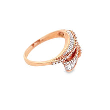 18K Rose Gold Ring Natural Diamond Channel Set Ribbon Anillo