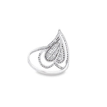 18K White Gold Ring Natural Diamond Long Heart Love Channel Set Anillo