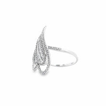 18K White Gold Ring Natural Diamond Long Heart Love Channel Set Anillo