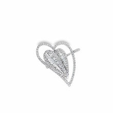 18K White Gold Ring Natural Diamond Long Heart Love Channel Set Anillo