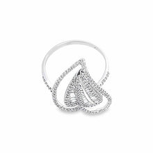 18K White Gold Ring Natural Diamond Long Heart Love Channel Set Anillo