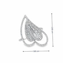 18K White Gold Ring Natural Diamond Long Heart Love Channel Set Anillo