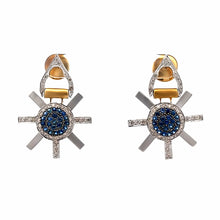 18K Two Tone Gold Pendant Earring Set with Natural Diamond & Sapphire Jewellery