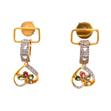 18K Two Tone Gold Pendant Earring Set with Natural Diamond & Multi Tourmaline Jewellery