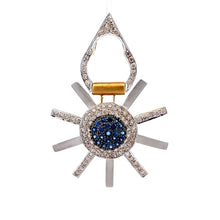 18K Two Tone Gold Pendant Earring Set with Natural Diamond & Sapphire Jewellery