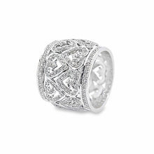 18K White Gold Ring Natural Diamond Wrap Heart Band