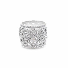 18K White Gold Ring Natural Diamond Wrap Heart Band