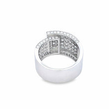 18K White Gold Ring Natural Diamond Unique Channel Set Buckled Band