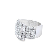 18K White Gold Ring Natural Diamond Unique Channel Set Buckled Band
