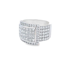 18K White Gold Ring Natural Diamond Unique Channel Set Buckled Band