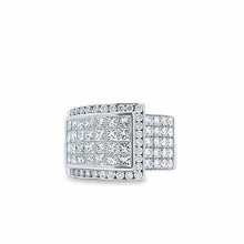 18K White Gold Ring Natural Diamond Unique Channel Set Buckled Band