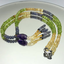 Peridot Natural, Citrine, Tanzanite, and Amethyst Necklace