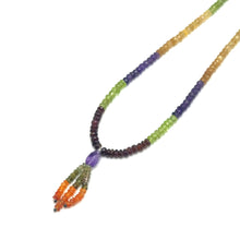Green Tourmaline Natural, Citrine, Spessartite, Carnelian, Peridot, and Amethyst Necklace