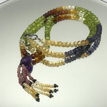 Iolite Natural, Citrine, Peridot, Spessartite, Pink Tourmaline, and Amethyst Necklace