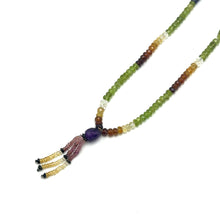 Iolite Natural, Citrine, Peridot, Spessartite, Pink Tourmaline, and Amethyst Necklace