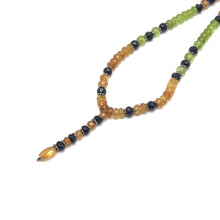 Citrine Natural, Peridot, Black Tourmaline Gemstone Necklace