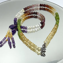 Peridot Natural, Citrine, Spessartite, Pink Tourmaline, and Amethyst Necklace