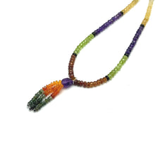 Carnelian Natural, Spessartite, Amethyst, Peridot, Citrine, and Green Tourmaline Necklace