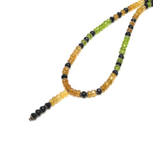 Black Tourmaline Natural, Citrine, and Peridot Gemstone Necklace