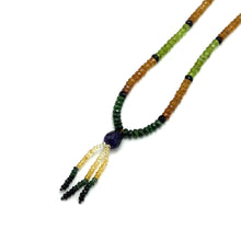 Citrine Natural, Peridot, Amethyst, Spessartite, Tsavorite, and Black Tourmaline Necklace