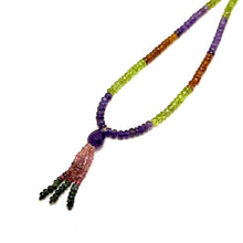 Spessartite Natural, Peridot, Amethyst, Pink, and Black Tourmaline Necklace