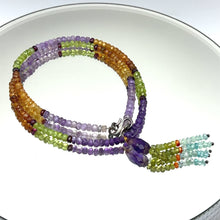 Aqua Natural, Peridot, Spessartite, Amethyst, and Carnelian Necklace