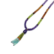 Aqua Natural, Peridot, Spessartite, Amethyst, and Carnelian Necklace