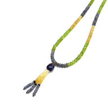 Citrine Natural, Tanzanite, Peridot, and Amethyst Necklace