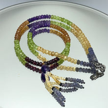 Spessartite Garnet Natural, Citrine, Tanzanite, Peridot, and Amethyst Necklace