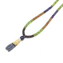 Spessartite Garnet Natural, Citrine, Tanzanite, Peridot, and Amethyst Necklace