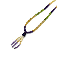 Peridot Natural, Citrine, and Amethyst Gemstone Necklace